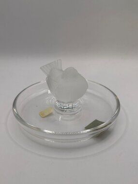 Lalique Frosted Crystal Bird Ashtray - Elegant French Design 4.5" Diameter